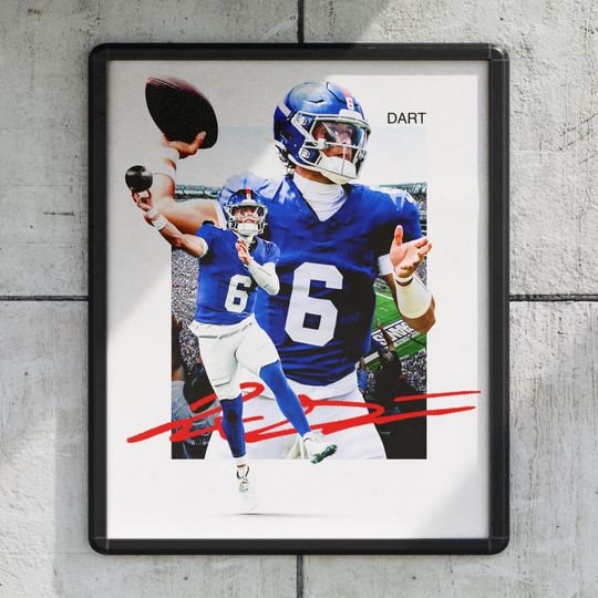 Discover Jaxson Dart New York Football Poster, Sports Wall Decor Print