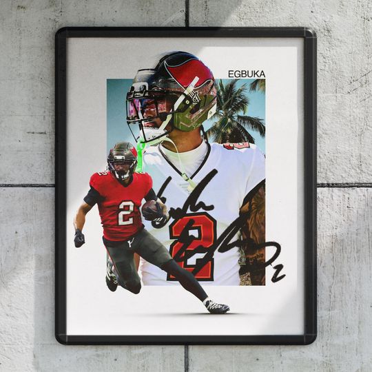 Emeka Egbuka Tampa Bay Buccaneers Football Poster, Sports Wall Decor Print
