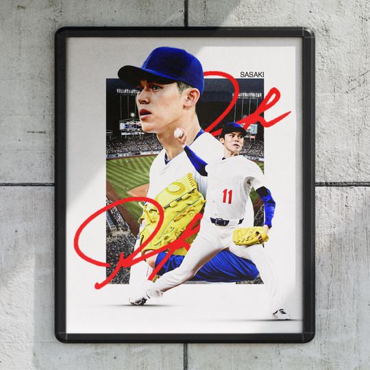Discover Roki Sasaki Los Angeles Dodgers Baseball Poster, Sports Wall Decor Print