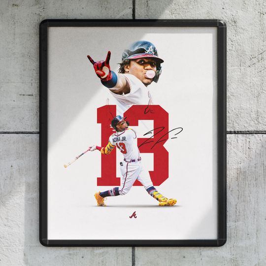 Discover Ronald Acuna Jr. 13 Atlanta Braves Baseball Poster, Sports Wall Decor Print