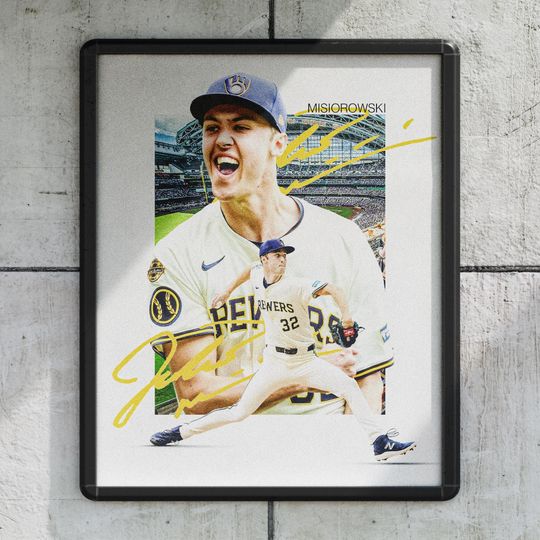Discover Jacob Misiorowski Milwaukee Brewers Baseball Poster/Wall Decor/Print
