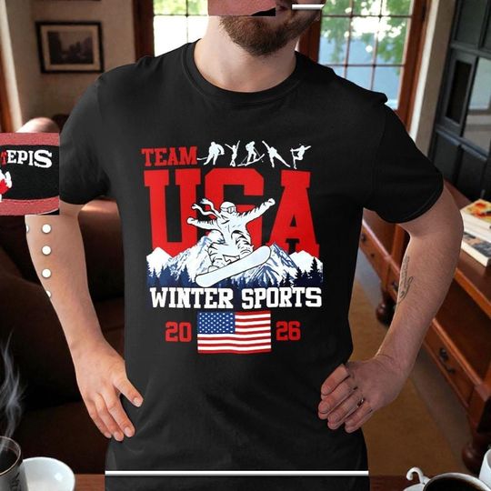 Team USA Winter Sports Shirt 2026, USA Snowboard Shirt, Winter Olympics 2026 Tee, American Flag Snowboarding Shirt, Patriotic USA Winter
