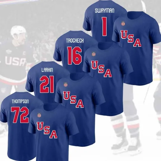 US Hockey 2026 Name & Number Players Winter Olympics Unisex Gifts For Fans