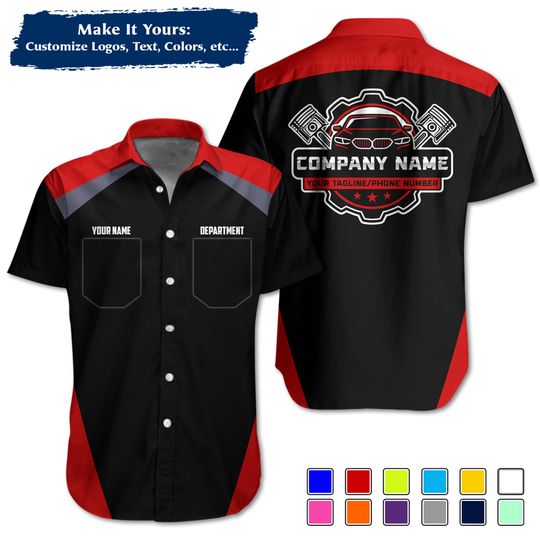 Discover Custom Mechanic Uniform Personalized Pit Crew Button-Up Uniform