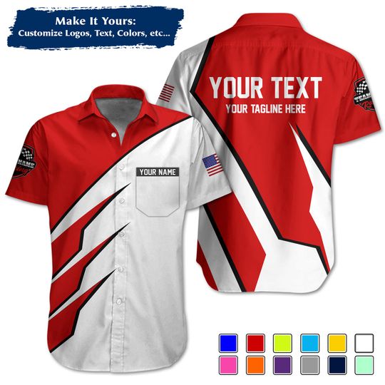 Discover Custom Mechanic Racing Shirt | Personalized Name, Text & Logo | Custom Color Uniform