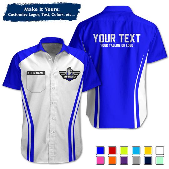 Discover Custom Mechanic Work Shirt | Personalized Name, Logo & Company Text | Crew Uniform