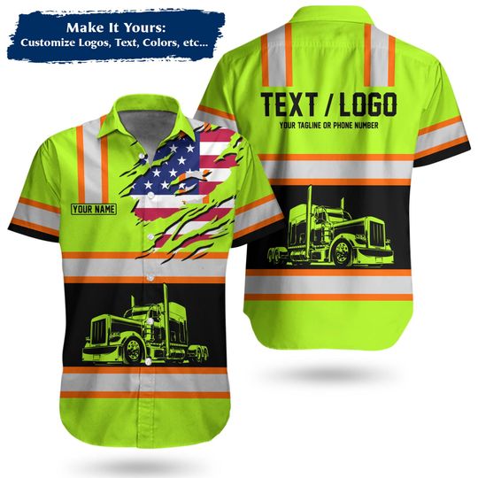 Love Semi Truck Hawaiian Shirt Short Sleeve Button Shirt Custom Truck Driver Gift