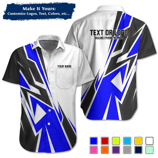 Discover Custom Racing Shirt with Sharp Geometric Graphics  Pit Crew Button-Up Motorsport Uniform