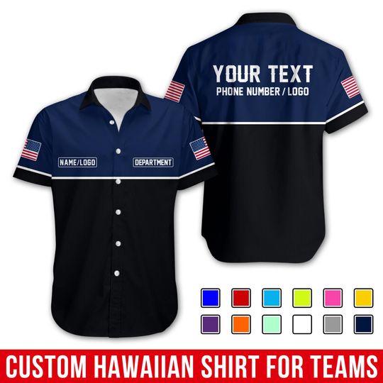 Discover Custom Basic US Flag WorkShirt with Logo & Name  Personalized Uniform Shirt for Garage, Shop, or Business