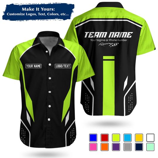 Custom Racing Team Work Shirt, Personalized Mechanic Shirt with Logo, Pit Crew Uniform, Personalized Garage Shirt, Custom Name Racing Gear