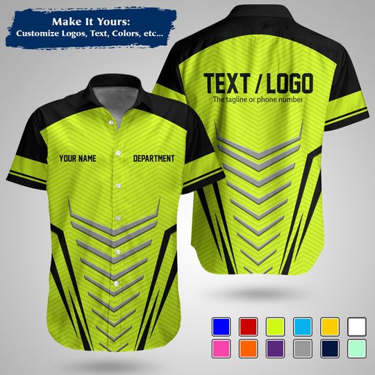 Discover Custom Racing Full Color Button Shirt | Personalized Name, Logo & Company Text | Crew Uniform