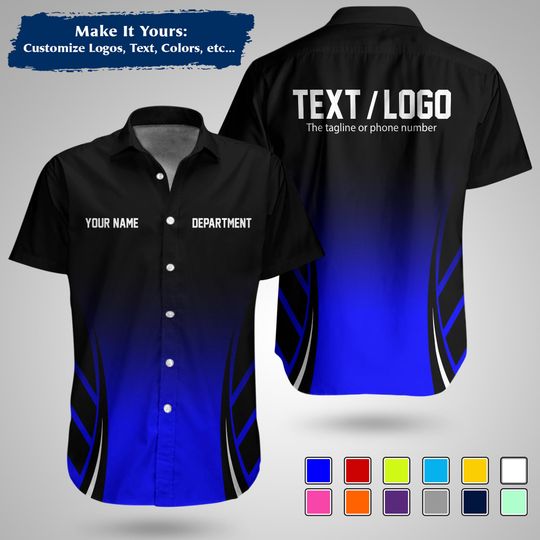 Discover Custom Racing Team Gradient Button Shirt  Personalized Name Logo, Motorsport Work Shirt