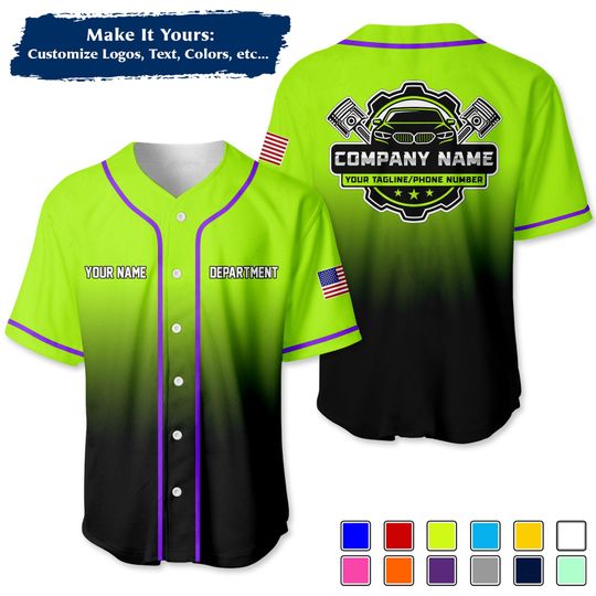 Discover Personalized Mechanic Baseball Jersey, Custom Work Shirt, Gradient Design