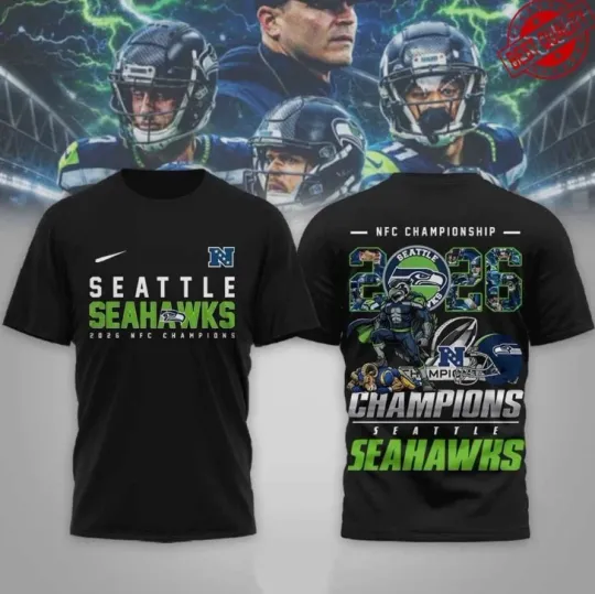 Discover 2026 Bowl Seahawks Champions Black T-shirt 3D All Over Printed