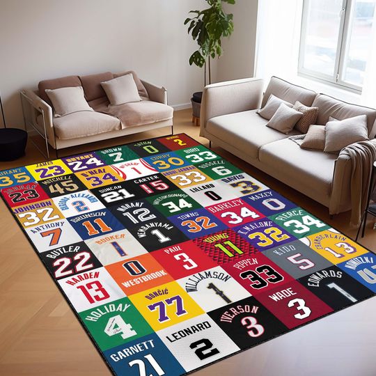 Discover Basketball Legends Rug Collage, NBA Players Jersey Rug, Man Cave Rug, Soft Baby Rug, Choose your own players, Personalized Players