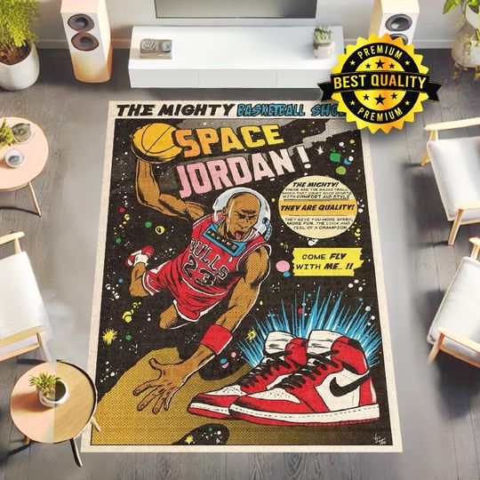 Discover NBA Carpet Michael Jordan Fan Rug Basketball Players Retro Area Indoor Rug for NBA Fans Gift Floor Carpet Michael Jordan Retro Comic Cover