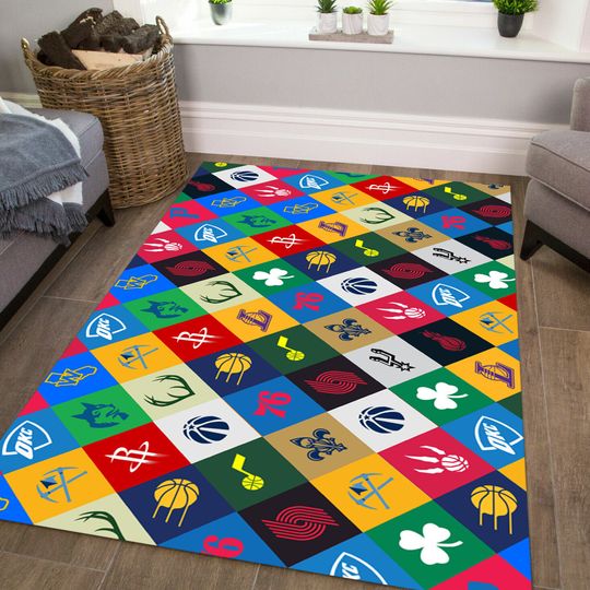 Discover Basketball Team Rug: Modern Sports Decor, Teen Room Carpet