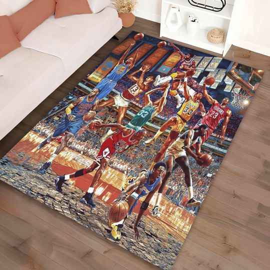 Discover NBA Players Rug, Non-Slip Basketball Area Rug, Sport Fan Gift