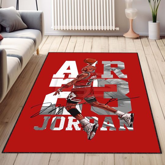 Kids Room Decor Rug, Chicago Bulls Rug, Basketball Rug, NBA Rug, Modern Abstract Rug,His Airness Rug, Washable Rug, Non Slip Based Rug Mat