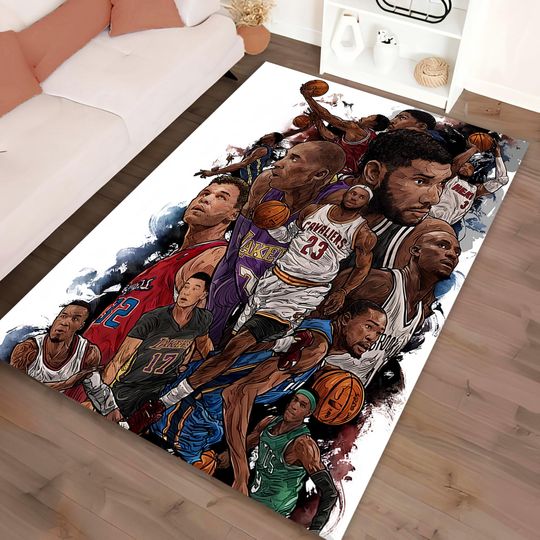 Discover NBA Players Rug, Non-Slip Basketball Area Rug, Sport Fan Gift