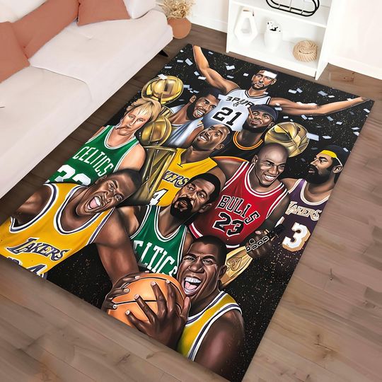 Discover NBA Players Rug, Non-Slip Basketball Area Rug, Sport Fan Gift