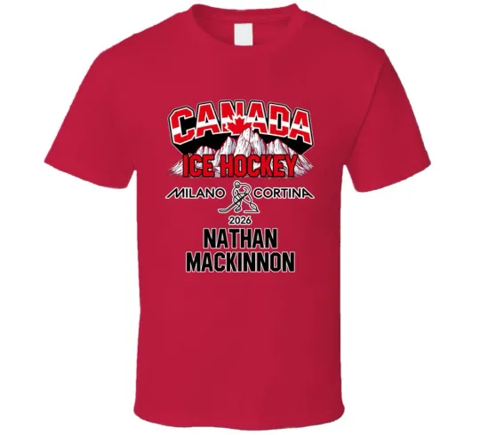 Discover Nathan Mackinnon Ice Hockey Canada Milano Cortina 2026 Fan T Shirt