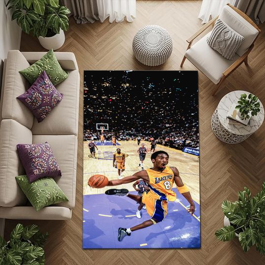 Discover Kobe Bryant Rug, Player Theme Rug, Game Room Rug, Legendary Basketball Player Decor, Gift For Basketball Fan, Black Mamba Mentality,Kobe Rug