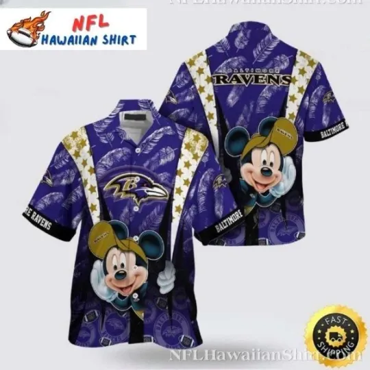 Discover Baltimore Ravens Mickey Mouse Cheerful Hawaiian Shirt