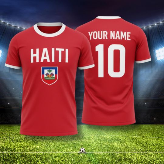Haiti Soccer Jersey Custom Name Number Tee, Haitian Flag Football Fan Shirt, World Supporter Match Day Top, Personalized Gift Unisex