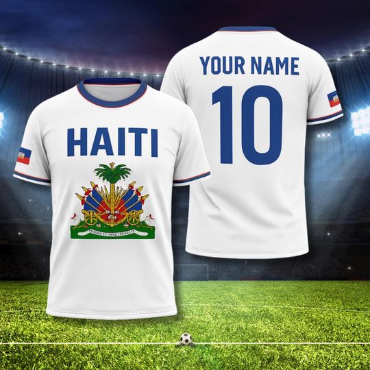 Haiti Soccer Jersey Custom Name Number Tee, Haitian Flag Football Fan Shirt, World Supporter Match Day Top, Personalized Gift Unisex