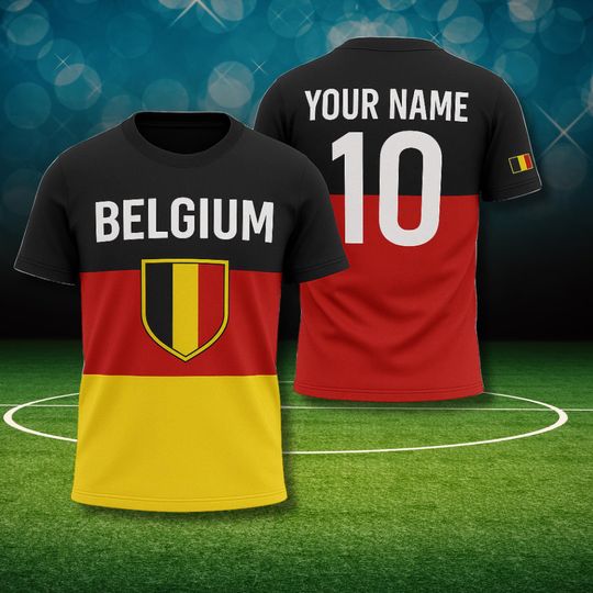 Discover Belgium Soccer Jersey Custom Name Number Shirt, Belgian Flag Football Fan T Shirt, Personalized  Supporter Gift Top for Fans
