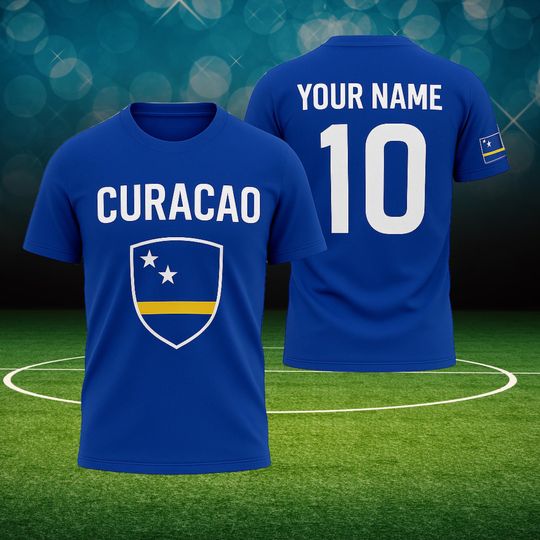 Discover Curacao Soccer Jersey Custom Name Number Shirt, Blue Island Football Fan Tee, Personalized National Team Supporter Unisex Top 2026 Edition