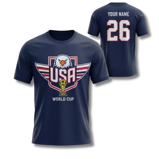Discover USA Soccer Fan Jersey Tee WC 2026 Eagle Shield Graphic Shirt Red Blue Black Supporter Top for Match Day, Stadium Trips, Gift for Him Her