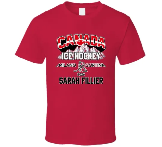 Discover Sarah Fillier Ice Hockey Canada Milano Cortina 2026 Fan T Shirt