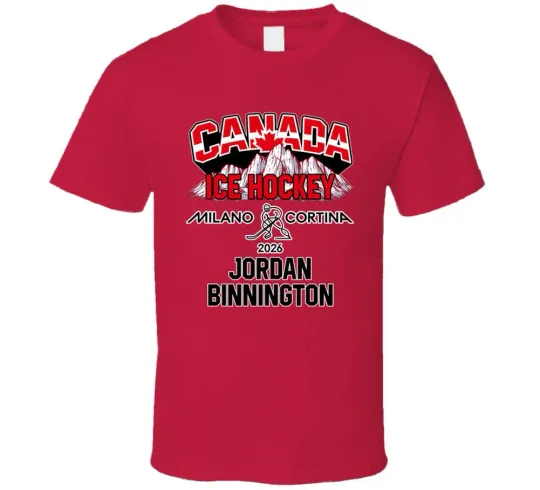 Discover Jordan Binnington Ice Hockey Canada Milano Cortina 2026 Fan T Shirt