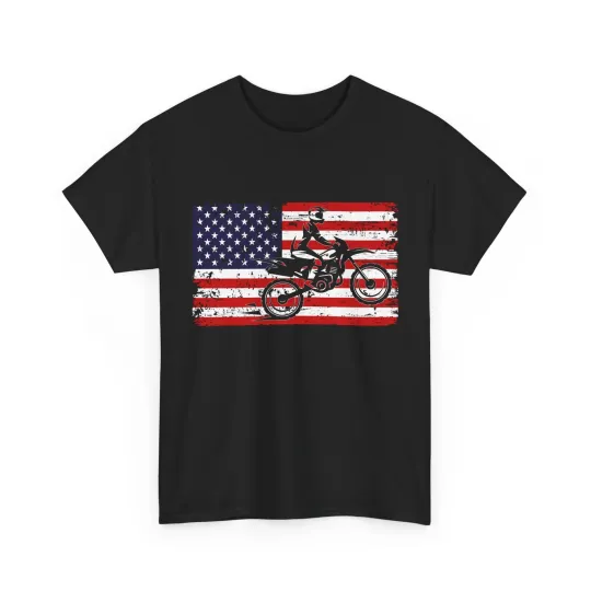 Discover Biker American Flag T-Shirt, Motocross Lovers Bike Riding Women Men Shirt