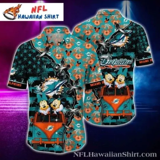 Discover Mickey And Minnie Miami Football Hawaiian Shirt