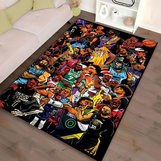 Discover NBA Players Rug, Non-Slip Basketball Area Rug, Sport Fan Gift