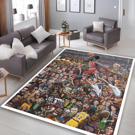 Discover NBA Players Rug, Non-Slip Basketball Area Rug, Sport Fan Gift