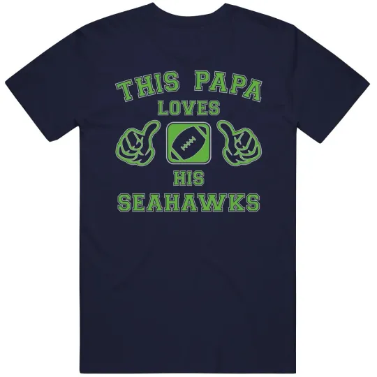 Discover This Papa Loves His Seahawks - Seattle Seahawks Team Colors Vintage Classic Navy