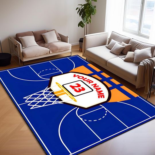 Discover Basketball Court Rug, Personalized Name Rug, NBA Rug, Teen Room Carpet, Basket Court Rug, Birthday Gift, Room Decor Rug, Man Cave Rug