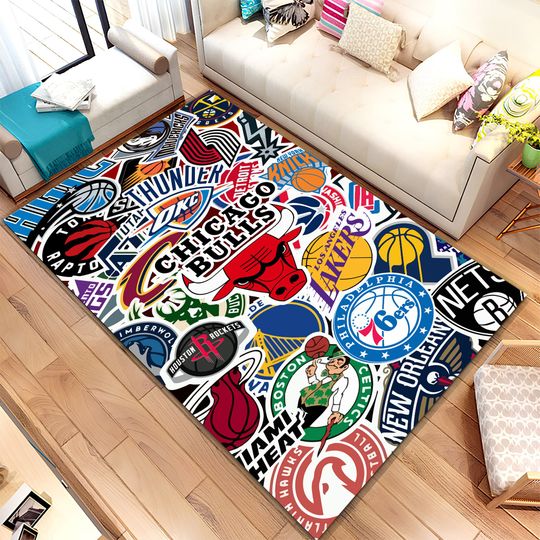 Discover NBA Team Logos Rug: Sports Fan Area Rug, Boys Room Decor