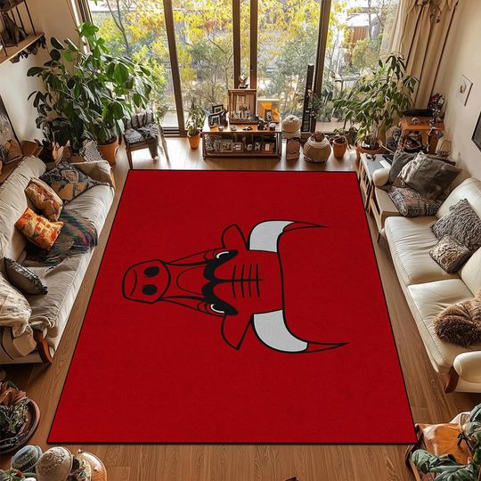 Chicago Bulls Rug: Bold Red Sports Team Carpet, Man Cave Decor