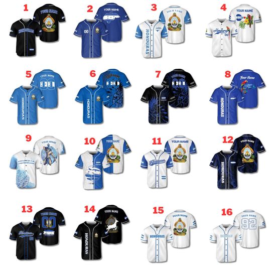 Honduras 3D Baseball Jersey Shirt Personalized Name Number, Button Up All Over Print, Unisex Catracho Flag Fan Gift Top, Game Day Wear