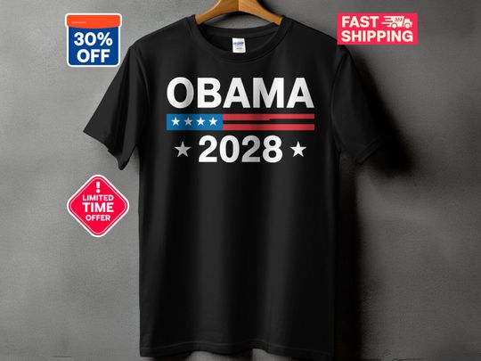 Discover Obama 2028 T-Shirts, Long Sleeve T-Shirts, V-Neck T-Shirts, Political Humor, Election Year Apparel, Patriotic Design, Funny Gift