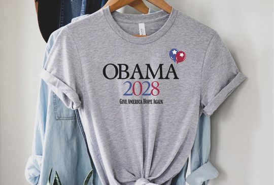 Discover Obama 2028 Unisex Cotton T-Shirt - Hope Slogan