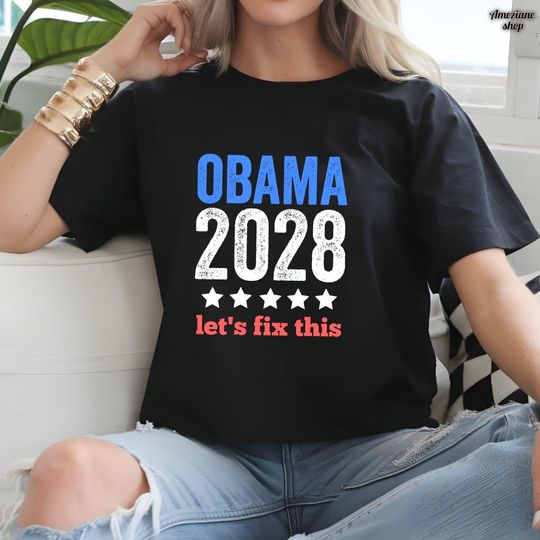 Discover Obama 2028 Let's Fix This T-shirt