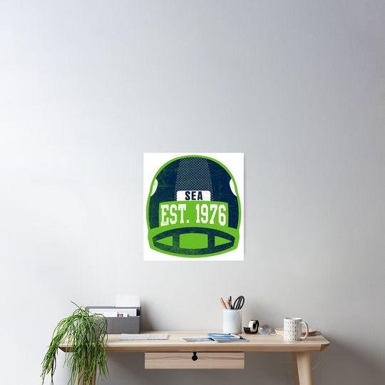 Discover Seattle Throwback Football Helmet Poster