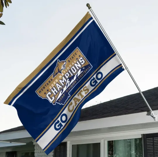 Discover Montana1 State Bobca-T Football 2025 National Champions House Flag