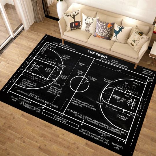 Discover Basketball Court Rug, Basketball Rug, Sports Rug, NBA Rug, Minimalist Rug, Popular Rug,Hypebeast Rug, Custom Rug, Area Rug, Black Rug